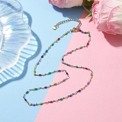 304 Stainless Steel Enamel Link Chains Necklaces NJEW-JN04788-1