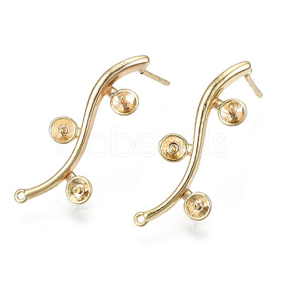 Brass Stud Earring Findings KK-T062-66G-B-NF-1