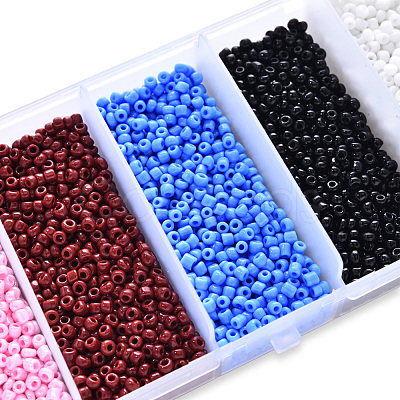 6000Pcs 5 Colors Glass Seed Beads SEED-YW0001-15A-1