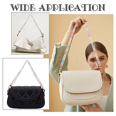 WADORN 2Pcs 2 Style Transparent Jelly Style Acrylic Curb Chain Bag Straps DIY-WR0002-48-1