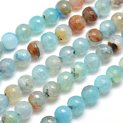 Dyed Natural Agate Faceted Round Beads Strands X-G-E268-04-1