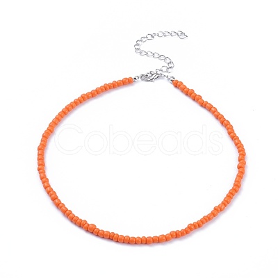 Glass Seed Beaded Necklaces NJEW-JN02691-1