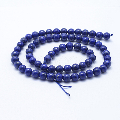 Natural Lapis Lazuli Beads Strands G-P342-01-6mm-A-1