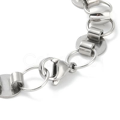 Non-Tarnish 201 Stainless Steel Flat Round Link Chain Bracelets for Women Men BJEW-I316-08C-1