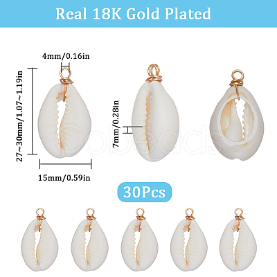 SUNNYCLUE 30Pcs Natural Cowrie Shell Pendants SHEL-SC0001-31A-1