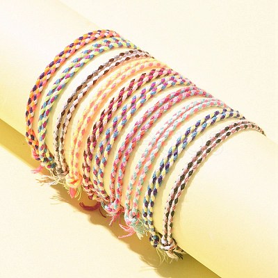 10Pcs 10 Colors Macrame Braided Cotton Cord Bracelets Set BJEW-FZ00009-1