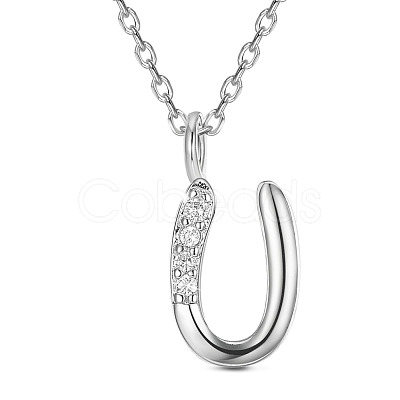 SHEGRACE Rhodium Plated 925 Sterling Silver Initial Pendant Necklaces JN917A-1