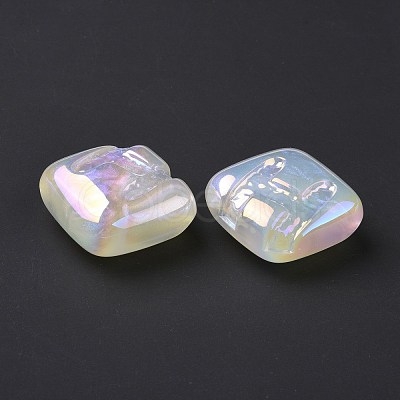 Rainbow Iridescent Plating Acrylic Beads OACR-A010-06F-1