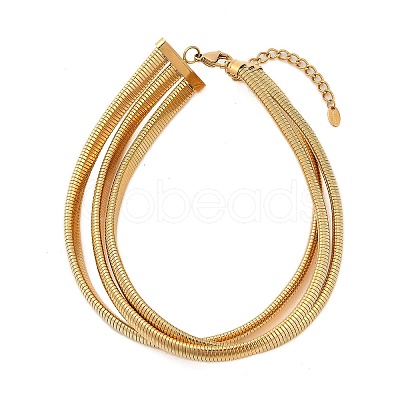 304 Stainless Steel 3-Strand Snake Chain Necklaces for Women NJEW-B122-02G-1