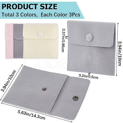 CRASPIRE 3 Colors Square Velvet Jewelry Bags TP-CP0001-03A-1