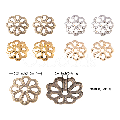 1600Pcs 4 Colors 8-Petal Iron Bead Caps IFIN-CJ0001-64-1