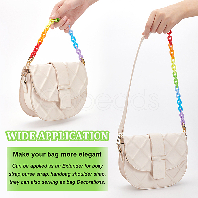 WADORN 4Pcs 2 Style Rainbow Color Acrylic & CCB Plastic Chain Purse Bag Handle AJEW-WR0001-69-1