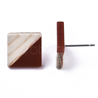 Opaque Resin & Wood Stud Earrings EJEW-N017-005A-B03-1