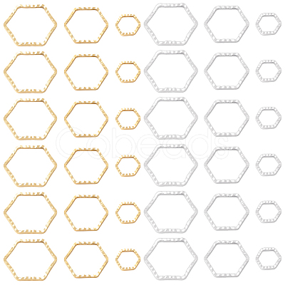 BENECREAT 48Pcs 6 Style Brass Linking Rings KK-BC0009-42-1