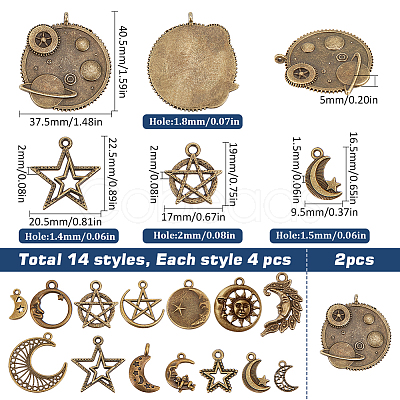 SUNNYCLUE 15 Styles Tibetan Style Alloy Pendants FIND-SC0008-47-1