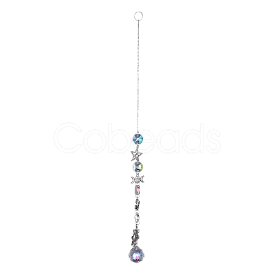 AB Color Plated Crystal Teardrop Big Pendant Decorations HJEW-G019-03H-1