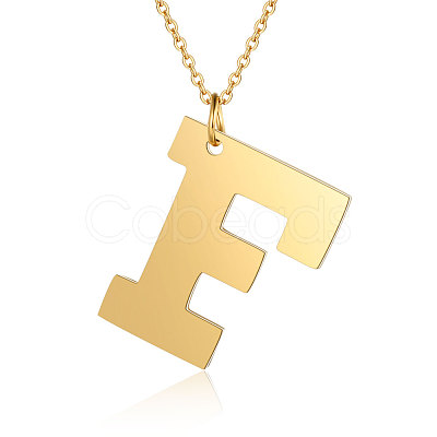 201 Stainless Steel Initial Pendants Necklaces NJEW-S069-JN006-F-1