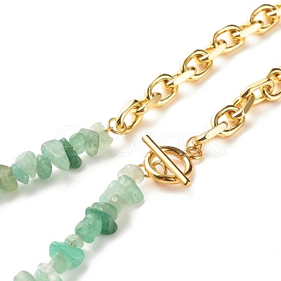 Natural Green Aventurine Chip Beads Jewelry Set SJEW-JS01223-07-1