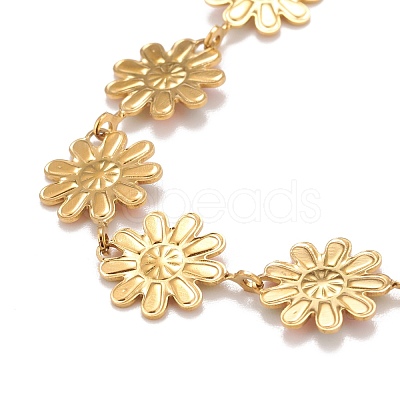 Enamel Daisy Link Chains Bracelet BJEW-P271-01G-02-1