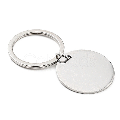 Non-Tarnish Valentine's Day Theme 304 Stainless Steel Flat Round with Word I Do Pendant Keychain KEYC-K018-01P-02-1