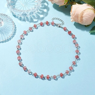 Synthetic Cherry Quartz Glass Necklaces for Women NJEW-JN04739-01-1