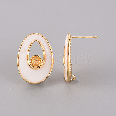 Brass Enamel Stud Earrings Findings KK-T062-129G-NF-1