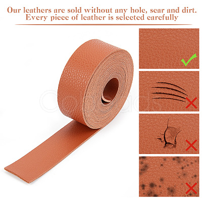 2M Flat Single Face Lychee Pattern Imitation Leather Band LC-WH0010-02A-04-1