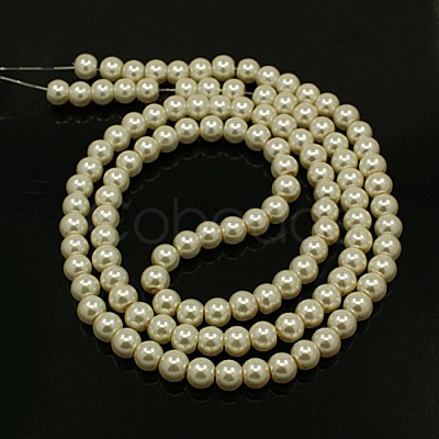 10MM Creamy White Round Pearlized Glass Pearl Beads Strands for Noble Necklace Jewelry Making X-HY-10D-B02-1