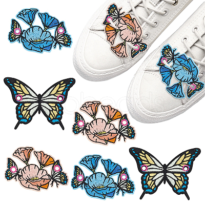 AHADERMAKER 6Pcs 3 Styles Butterfly Computerized Embroidery Cloth Iron on/Sew on Patches PATC-GA0001-26-1