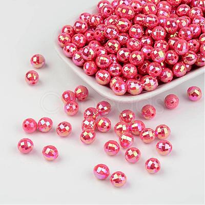 Faceted Colorful Eco-Friendly Poly Styrene Acrylic Round Beads SACR-K001-8mm-65-1