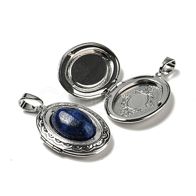 Natural Lapis Lazuli Locket Pendants G-C104-04C-P-1