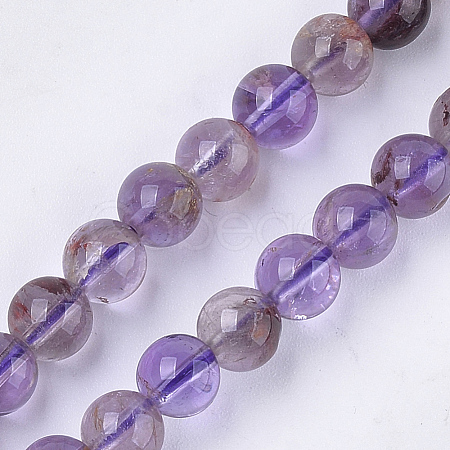 Natural Purple Lodolite Quartz/Purple Phantom Quartz Beads Strands X-G-S333-6mm-030-1