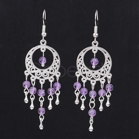 Natural Amethyst Chandelier Earrings EJEW-JE02183-04-1