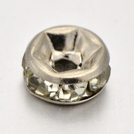 Flat Round Brass Rhinestone Spacer Beads RB-N035-02-6mm-1