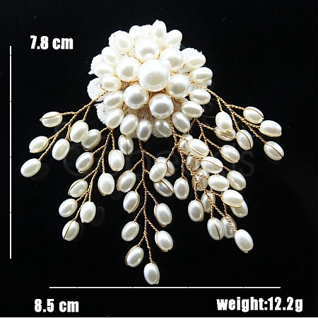 Handmade Plastic Imitation Pearl Alloy Flower Brooch PW-WG92375-03-1