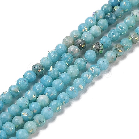 Assembled Natural White Jade and Synthetic Opal Beads Strands G-Q017-G06-01A-1