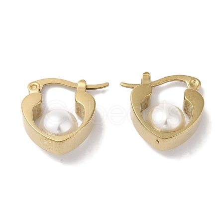 304 Stainless Steel ABS Imitation Pearl Hoop Earrings for Women EJEW-Z303-21G-1