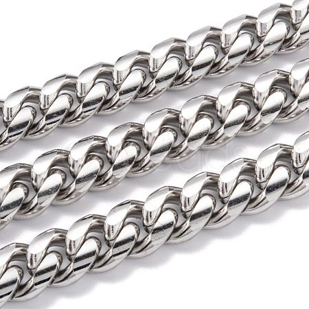 304 Stainless Steel Cuban Link Chain STAS-B019-02D-P-1