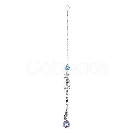 AB Color Plated Crystal Teardrop Big Pendant Decorations HJEW-G019-03H-1