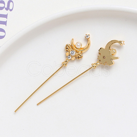 Brass Pave Clear Cubic Zirconia Magic Wand Head Pins BAPE-PW0002-11G-1