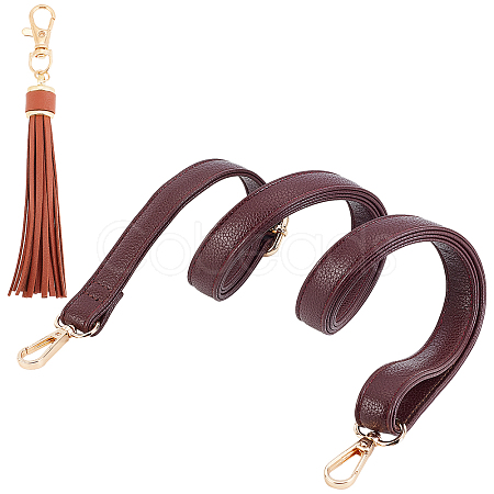 CHGCRAFT 2Pcs 2 Styles PU Leather Tassel Pendants and Imitation Leather Bag Straps FIND-CA0004-04-1