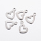 Tarnish Resistant 304 Stainless Steel Open Heart Charms, Stainless Steel Color, 14x12x1mm, Hole: 1.5mm