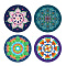 Rubber Cup Mats, Mandala Pattern Coaster, Round, Colorful, 120mm, 4pcs/set