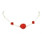 Glass Seed Beaded Necklaces, Red Rose Flower Resin Necklaces for Women, White, 16.14 inch(41cm)