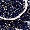 Glass Seed Beads, Inside Colours, Half Silver Plated, Round, Dark Blue, 4x3mm, Hole: 1.2mm, 6428pcs/pound