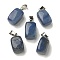 Natural Blue Aventurine(Dyed & Heated) Pendants, with Stainless Steel Color Plated 201 Stainless Steel Snap on Bails, Rectangle, 20.5~21x11~11.5x11~12.5mm, Hole: 8x4mm