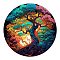 Wooden Puzzles, Children Intelligence Toys, Flat Round with Tree of Life, Colorful, 280mm