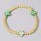 Summer Vacation Style Brass and Cross Shell Bead Bracelet for Women, Green, Golden, 6-7/8 inch(17.5cm)