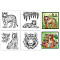 4Pcs 4 Styles PVC Stamp, for DIY Scrapbooking, Tiger, 55x55mm, 1pc/style