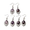 Natural Amethyst Teardrop Dangle Earrings, Platinum Brass Jewelry for Women, Lead Free & Cadmium Free, 45mm, Pin: 0.7mm